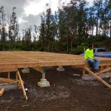 A freshly constructed flooring frame